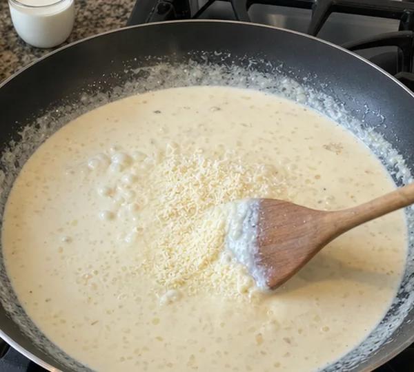 Step 7: Pour in the cream
