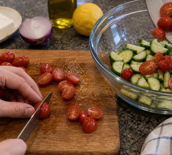 Step 2: Halve the Tomatoes