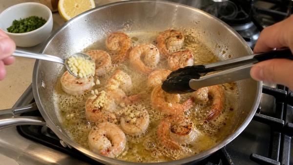 Step 6: Flip & Add Garlic