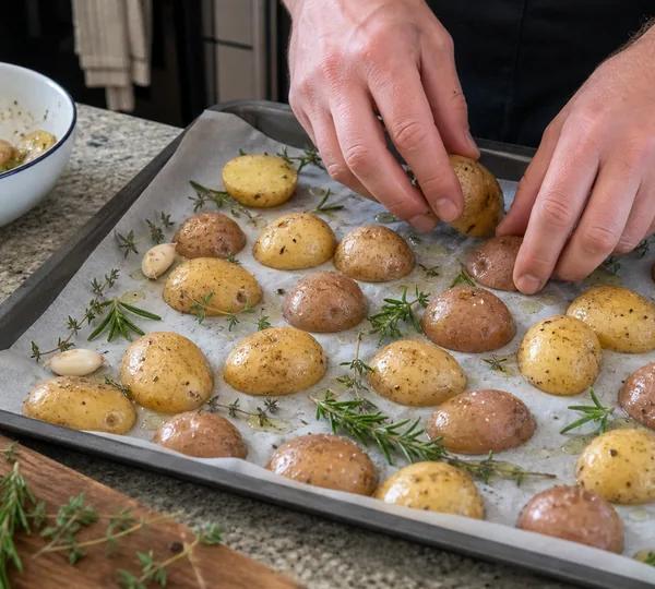 Step 4: Toss potatoes with olive oil