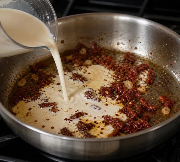 Step 3: Pour in the cream
