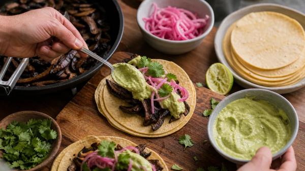 Step 20: Lay in the chipotle mushrooms