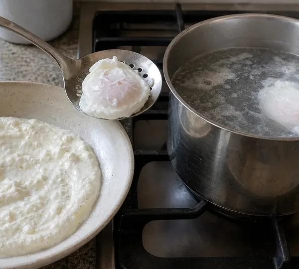 Step 3: Poach the eggs one
