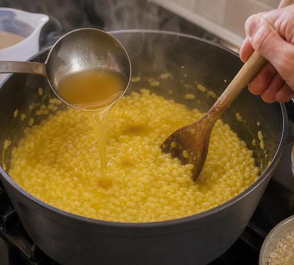 Step 6: Add the saffron-stock