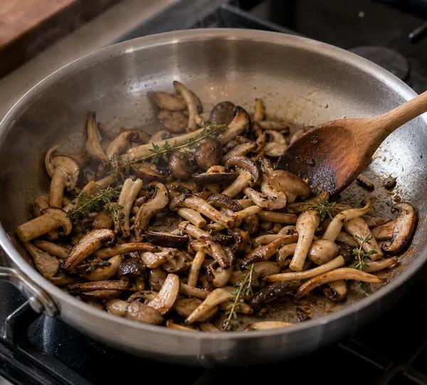 Step 2: Add the mushrooms and thyme