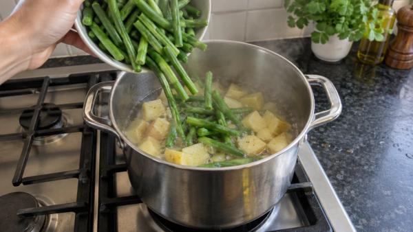 Step 2: Green beans in for the last 4 minutes