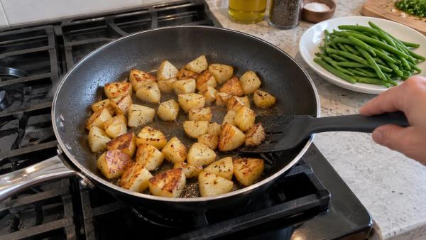 Step 4: Sauté the potatoes golden