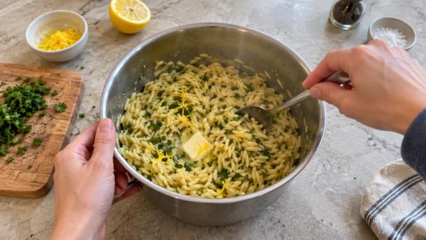 Step 7: Dress the orzo